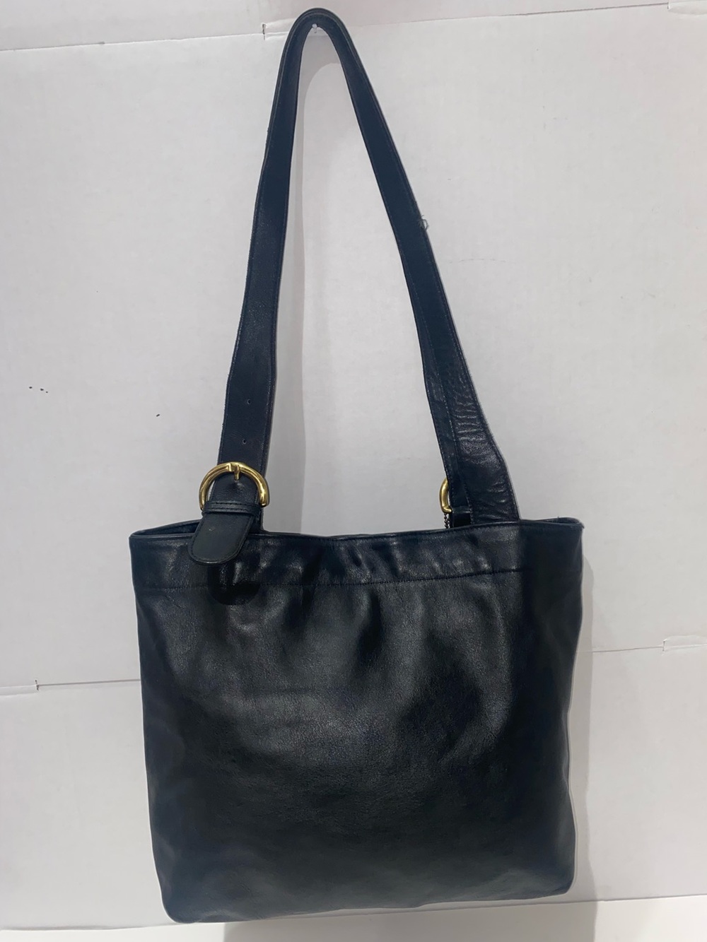 Vintage Coach Black Leather Large Tote Shoulder Bag L4C-4150